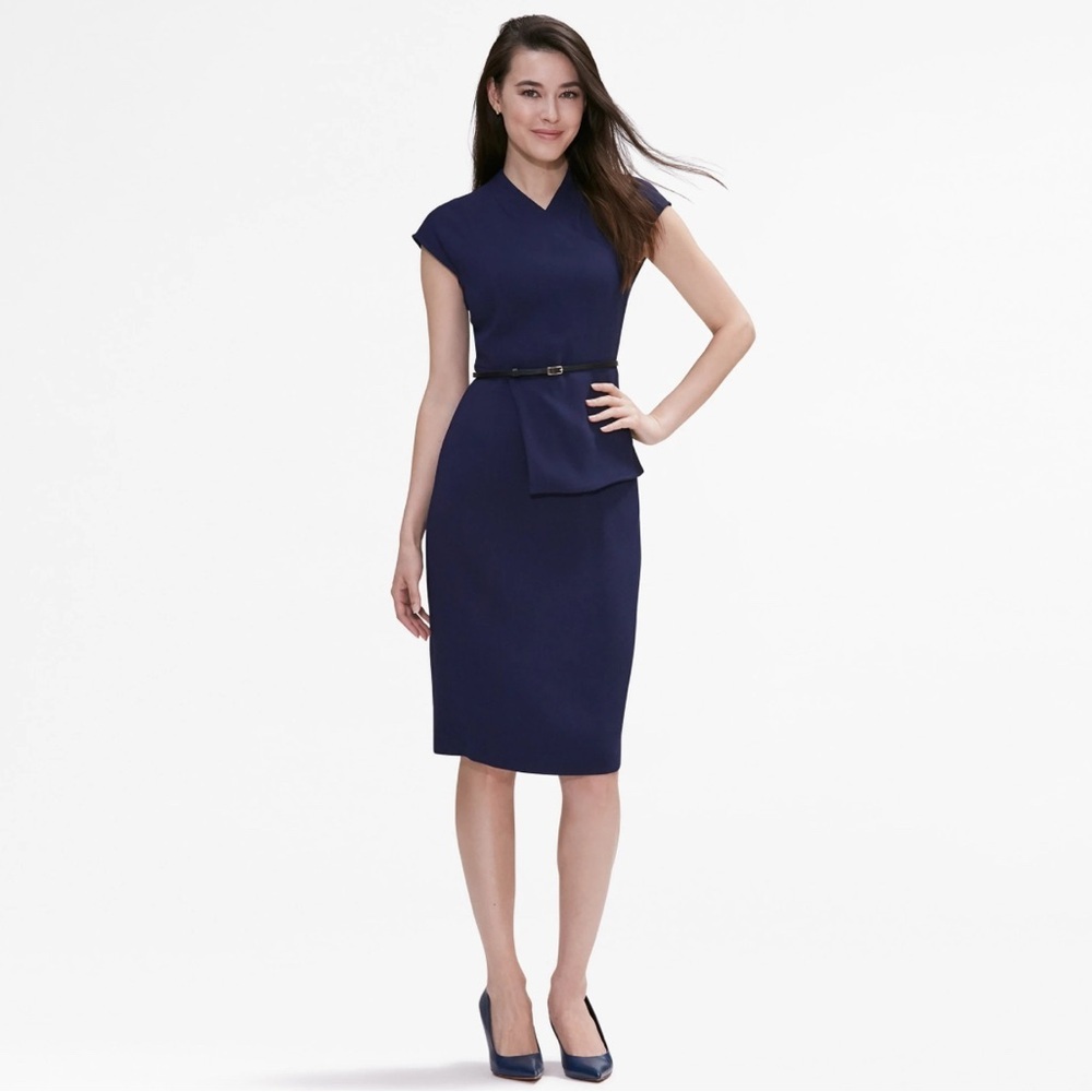 MM Lafleur Elecia Dress Twill in Navy Womens Size 4 Corporate Business Office